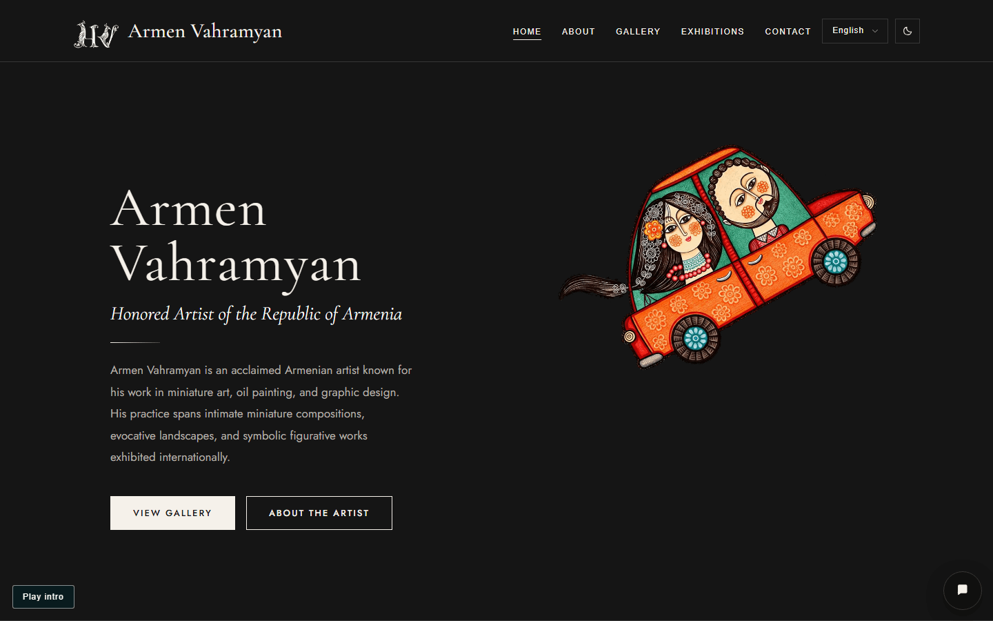 Armen Vahramyan homepage on a desktop screen
